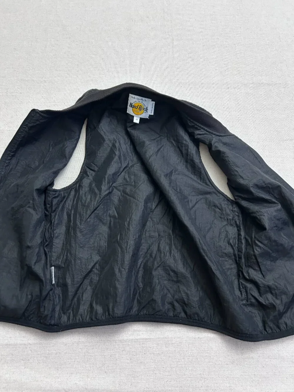 Hard Rock Cafe Taipei Fleece Vest Men's M Black Full Zip Embroidered Logo